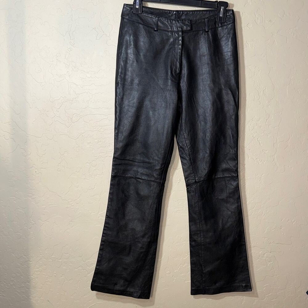 Katia 100% leather vintage black flare pants size 4.